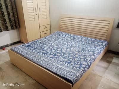 Double Bed with Three Door (2 Piece) Wardrobe