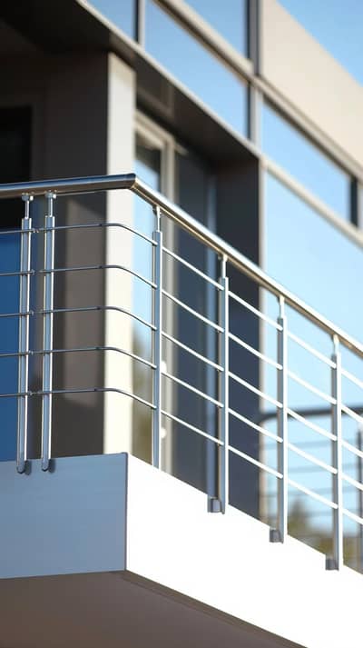 Modern Balcony Steel Railing Design For House Front | Iron work