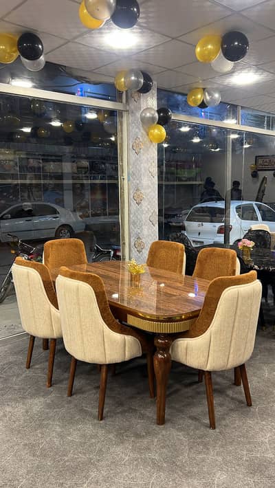 Luxury 6 Seater Dining Table Set | Modern Wooden Dining Set | Premium