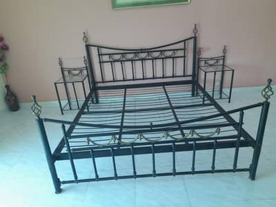 King size Iron Bed with Side tables