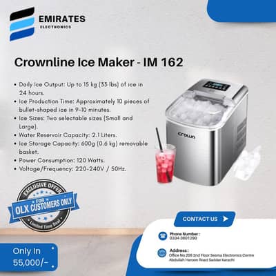 Crownline Ice Maker IM-162 – Fast Ice Production | Portable Machine