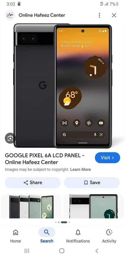 Google pixel 6a  panel  cheng condition 10/10 box charger sath h