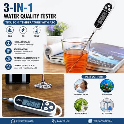Portable 3-in-1 Water Quality Tester (TDS, EC & Temperature Meter)
