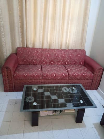 Complete 5-Seater Sofa Set with Elegant Glass Center Table