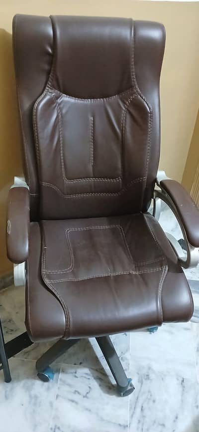 brown leather office chair