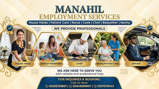 Maid, House Maids, cook, chef, Baby Sitter, Filipino maids Available