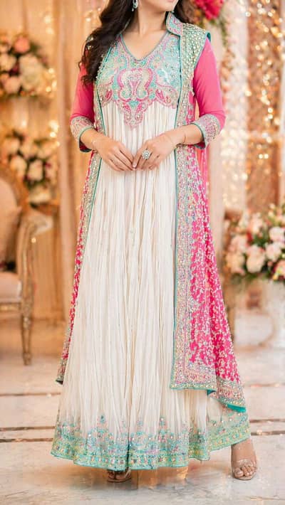 fancy dress long frock with an open gown