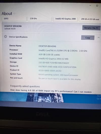 Dell lattitude E6320 core i5 4th gen