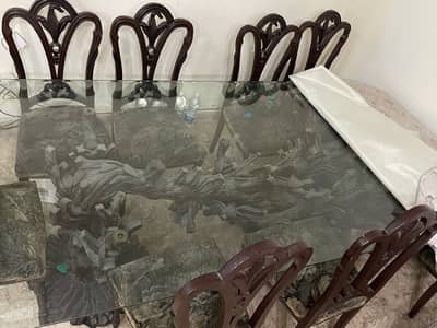 8 mm thick glass 8 seats Dinning DIY style table