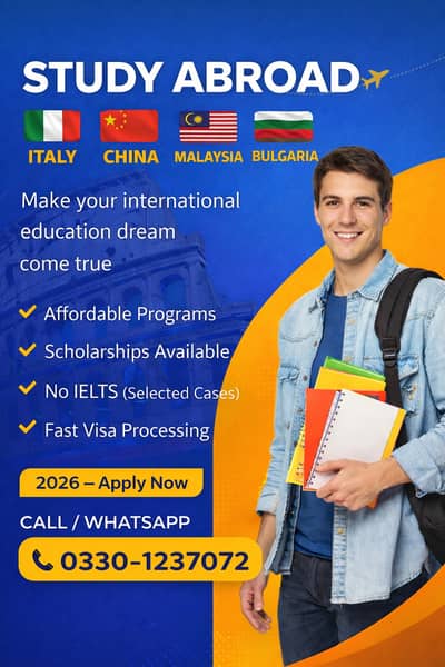 Study in Italy, China, Malaysia and Bulgaria