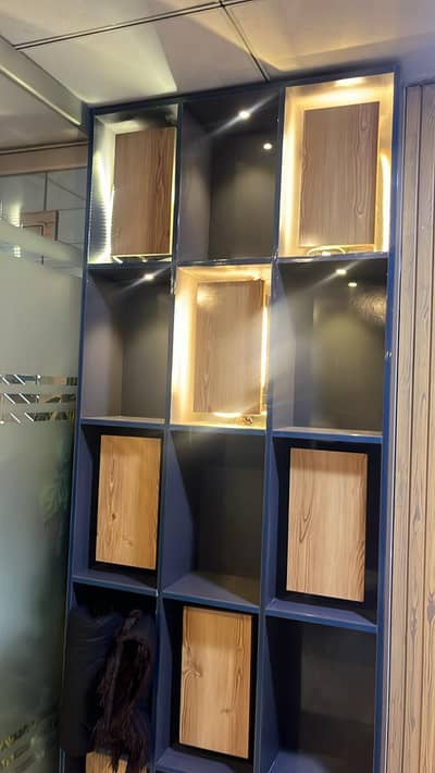 Modern LED Wooden Display Shelf / Wall Unit – Stylish Storage Cabinet