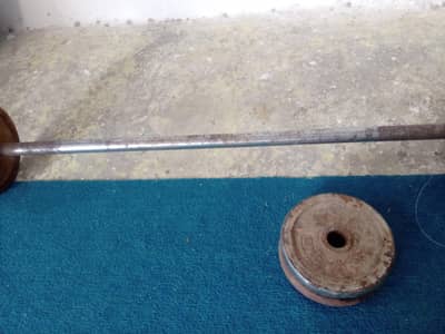 Steel rod with 16kg plates for Gym exercise