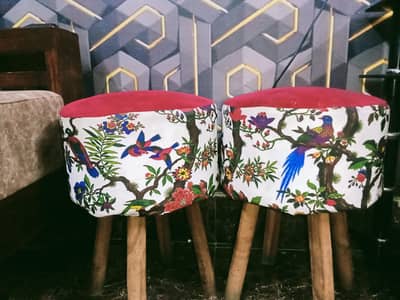 wood and cushion stool