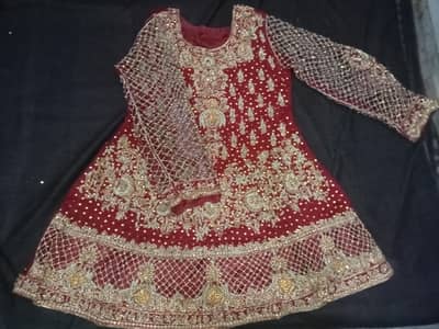heavy Embroidered Red Bridal Lehenga - Excellent Condition"