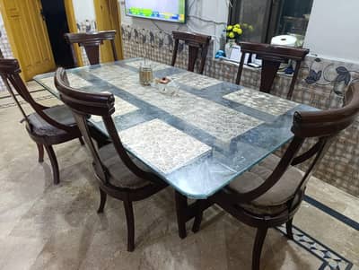 Pure Wood Dining Table with 6 x ChairS