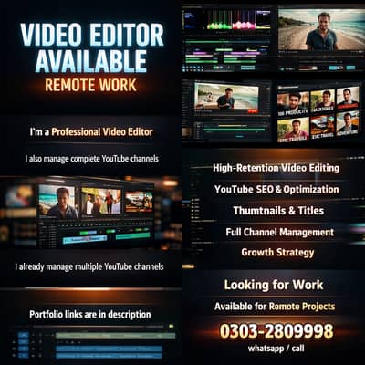  Professional Video Editor Available (Remote Work)