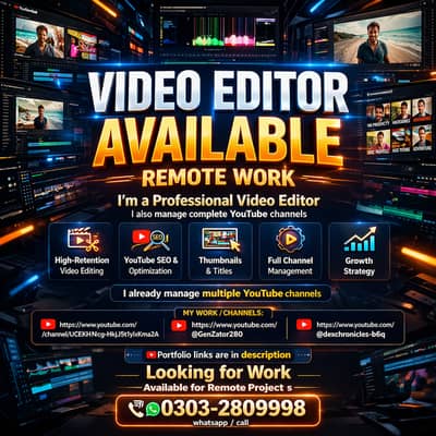 Professional Video Editor Available (Remote Work)