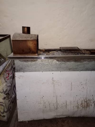 indoor charcoal BBQ grill setup (