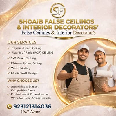 Pop ceiling-False ceiling-Gypsum ceiling-Ceiling 2by2-Plaster of paris