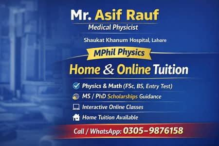 Online & Home Tuition – Physics, Math & Medical Physics