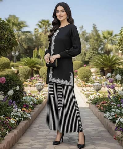 women Designer Embroidered Digital Printed Three Pc Dress