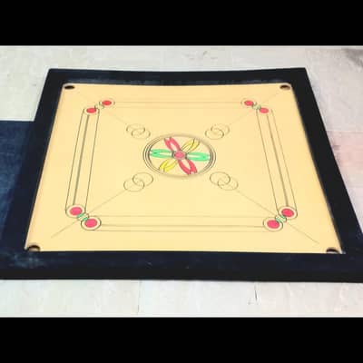 A BIG CARROM BOARD WITH STRICKER AND COINS FOR SALE