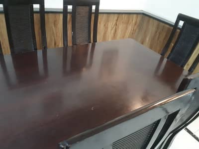 Wooden Dining table set with 6 chairs (leather form)
