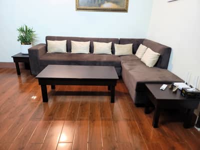 Elegant 6-Seater Sofa Set (L-Shaped) with Center Table