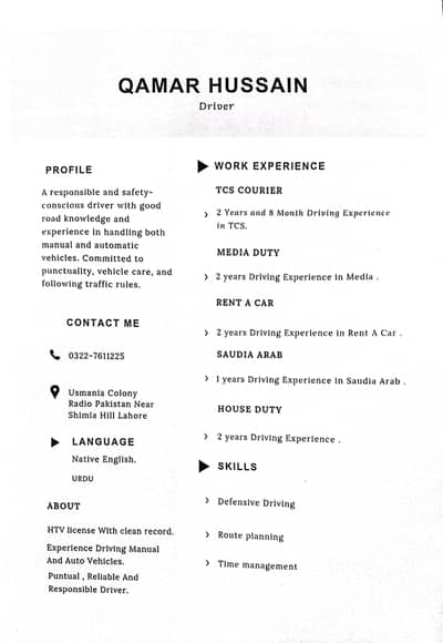 A driver ( Jobless )  0 3 2 2 76 11 22 5