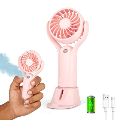 Mini Portable Handheld Fan, 3 Speed Personal Small Desk Fan with Base,