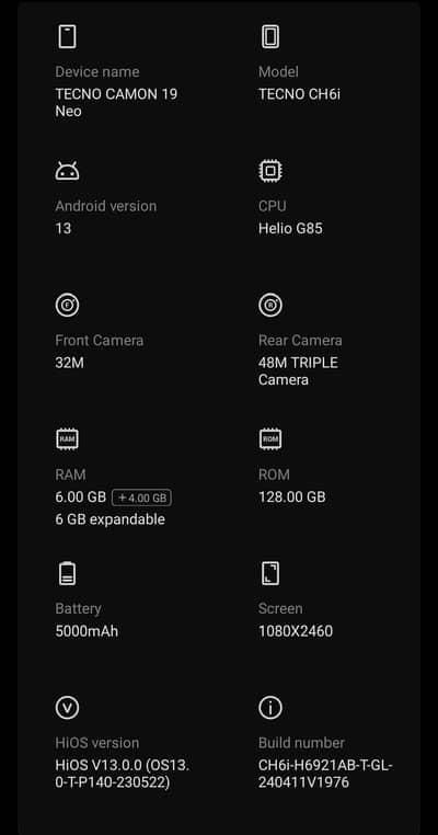 Tecno camon 19 neo Pta approved for sale