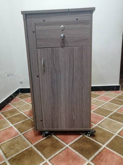 wooden iron stand with cabinet