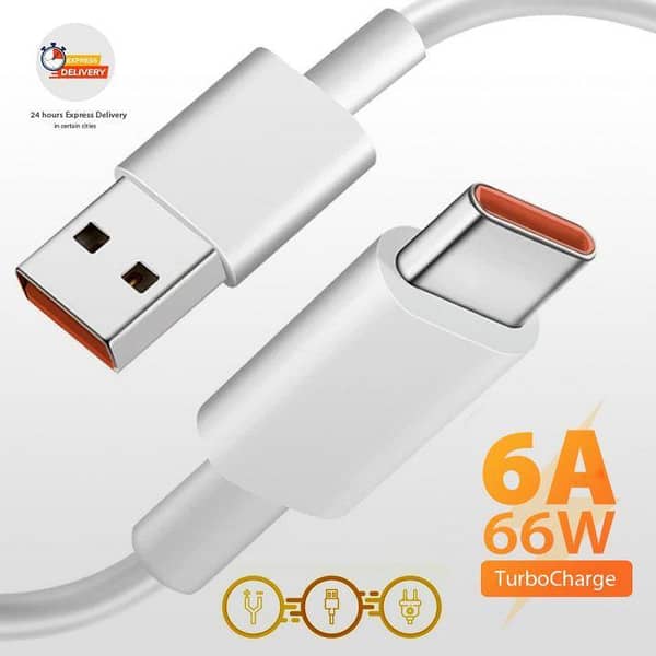 Original Xiaomi Mi 6A Turbo Charger Cable 2 Meter | USB Type-A to Type-C Data Sync | 120W HyperCharge Fast Charging Cord for Mi Redmi Poco