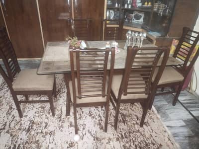 6 seater Glass top  dining table set (0302-3095079)