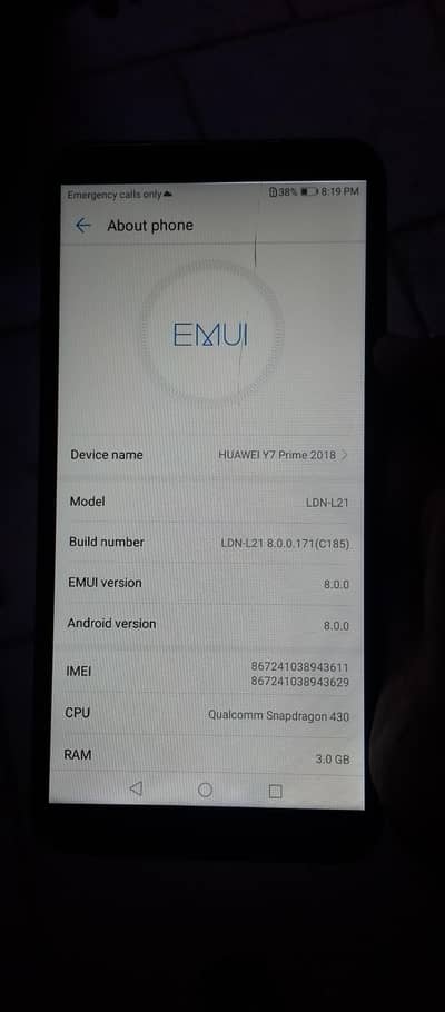 Huawei Y7 Prime 2018 3/32 10/7