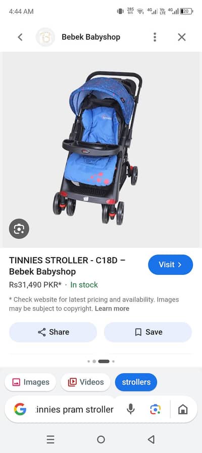 imported tinnies brand pram stroller excellent condition