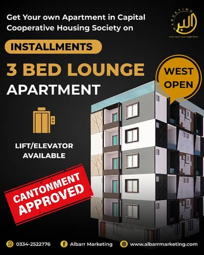 Corner West Open Apartment on installment