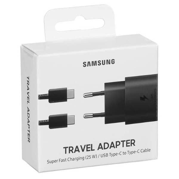 Original Samsung 25W Super Fast Charging Wall Charger & USB-C to USB-C Data Cable | Genuine Adaptive Fast Charge Travel Adapter Type C PD Power Delivery