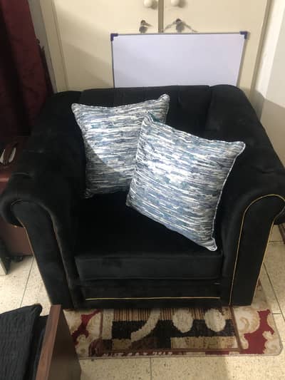 2 ( one seater sofa ) jet black with golden strip