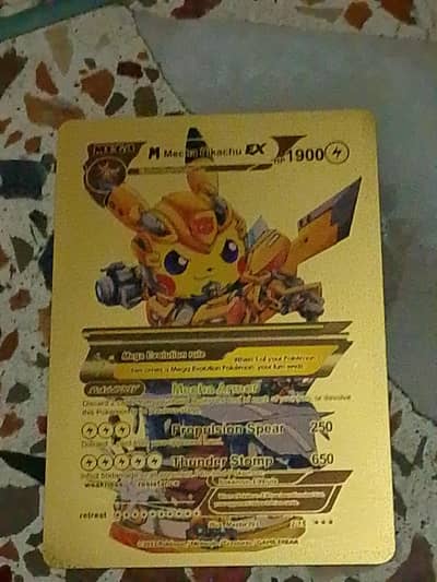 Mega Pikachu Ex pokemon cards Golden foil HP 1900 (ultra rare)