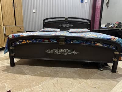 Double Size Wooden Bed with Dressing table and Side Tables