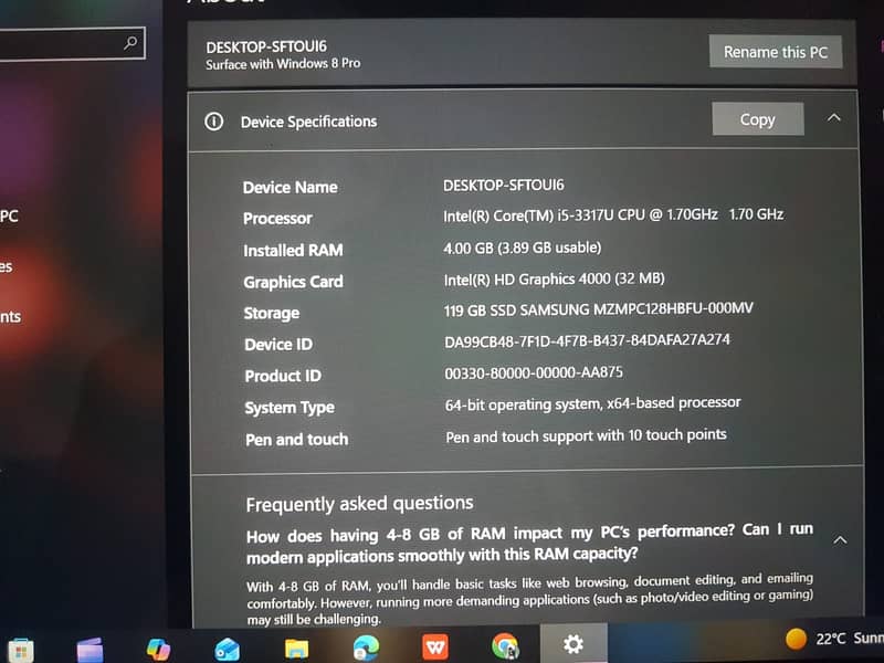 Windows 8 Pro Surface 2