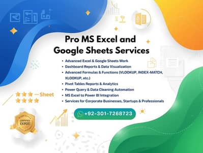 I Will Be Your MS Excel, Google Sheets & Data Analysis Expert