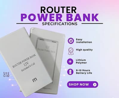 ANH 12V Router WiFi Bank - 6 Cell 7 to 8 hrs  Backup (Best for Wi-Fi)