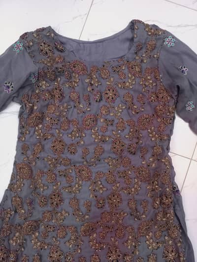 Only 1 time used pure Chiffon 3Pcs Embroided Dress