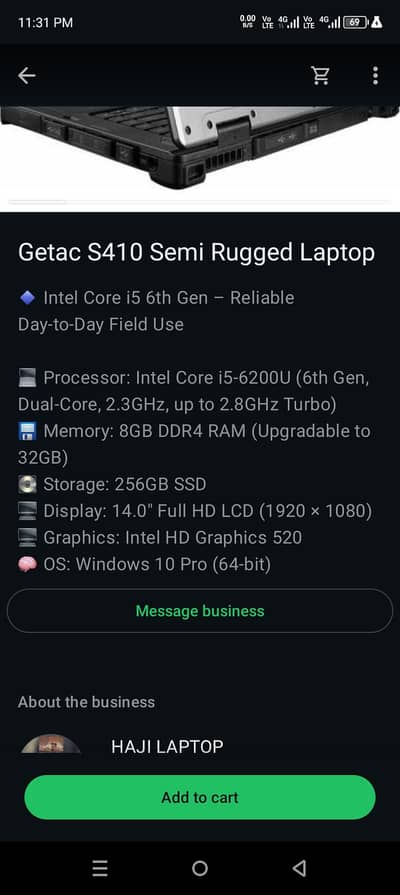Getac S410 Semi Rugged Laptop