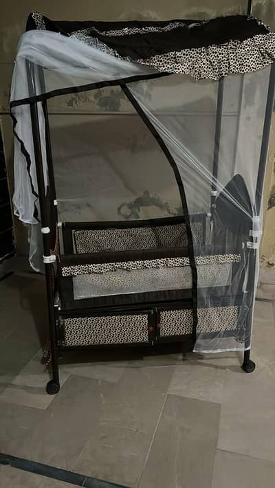 Multi-Functional Baby Cot with Swing & Mosquito Net – Great Condition