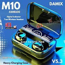 Original M10 TWS Bluetooth Earbuds Wireless Earphones, Bluetooth 5.1 Headphones, Hi-Fi Stereo Sound, 9D Noise Reduction, IPX7 Waterproof Headset with Large Capacity 3500mAh LED Display Charging Case/Powerbank & Mic