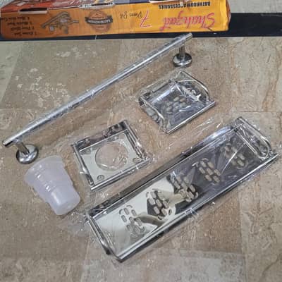 New Bathroom Accessories Set - Complete 4 piece Stainless Luxury Set