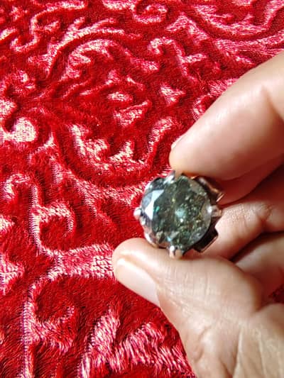 mossaonite diamonds green color original with chandi Ring